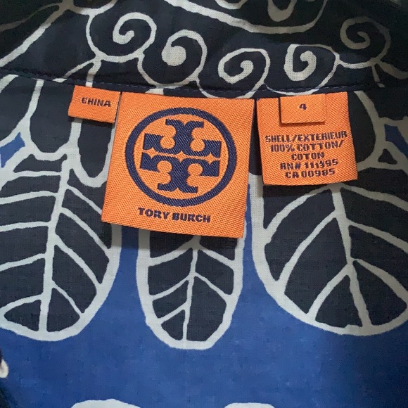 Tory Burch Blue Floral Tunic Size 4 Excellent Condition - Picture 6 of 10